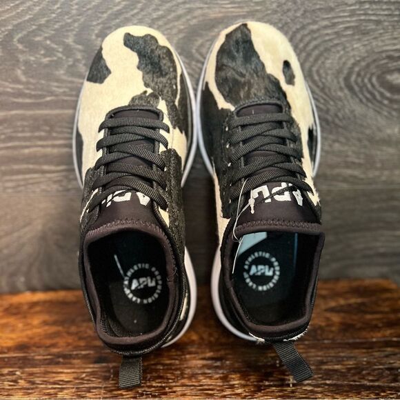 APL Iconic and White Calf Hair Sneakers with Cow Print Design, Size 7. NIB! - Picture 6 of 15